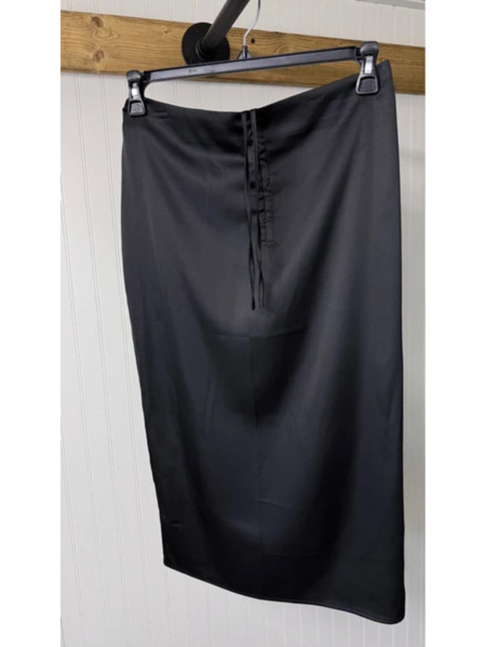 Lioness black satin maxi skirt rushing medium low rise chic downtown